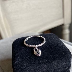 Sterling silver dangle heart ring